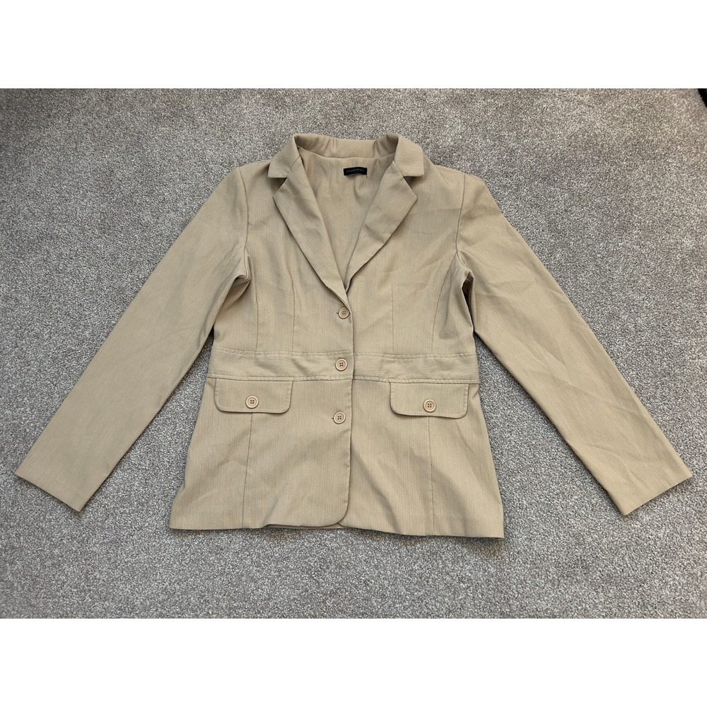 Professional Courtenay Blazer Women 16 Tan Excellent 3-Button Textured Jacket
